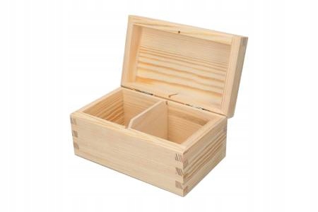 Drewniana HERBACIARKA pudełko z 2 komorami