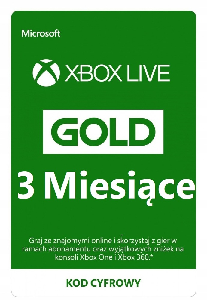 XBOX LIVE GOLD 3 MIESIĄCE KOD CYFROWY + GRATIS GRA