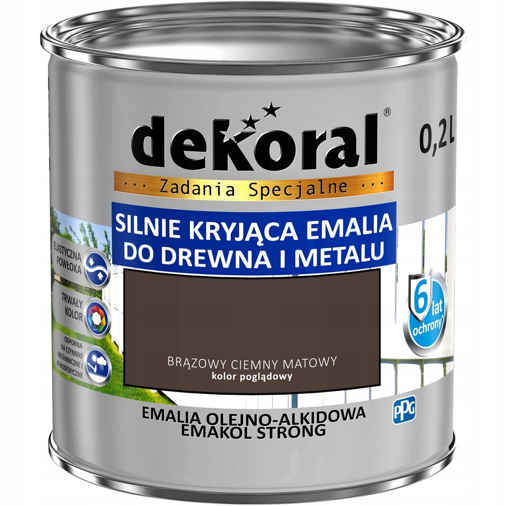 DEKORAL EMAKOL BRĄZ C. MAT 0,2L STRONG