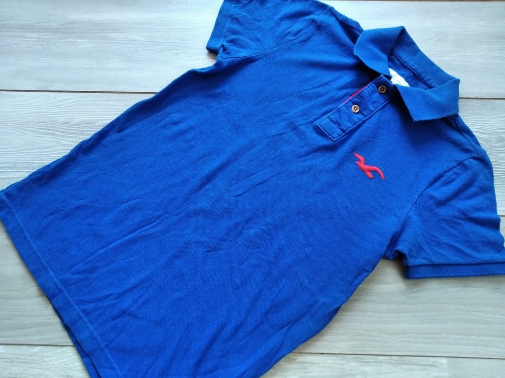 HOLLISTER_T-SHIRT KOSZULKA POLO NIEBIESKA Z LOGO_S