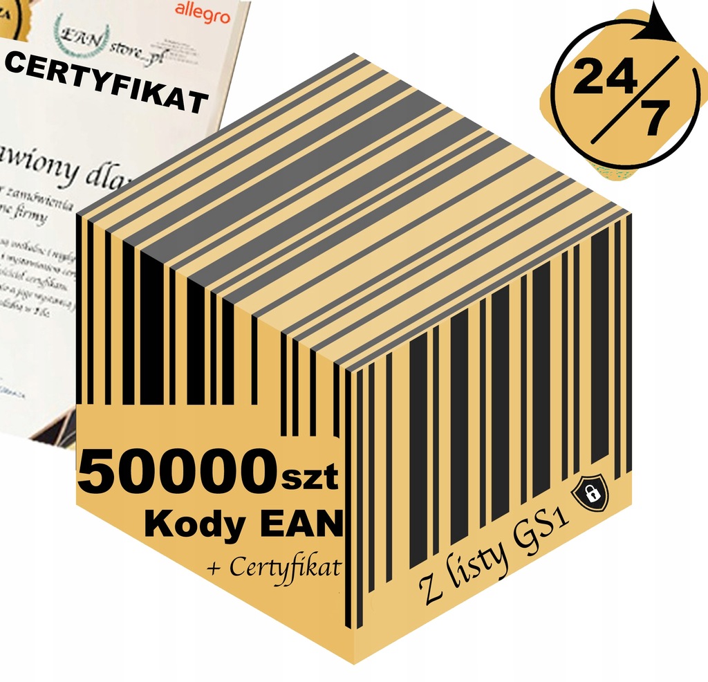 50000 Kod kreskowy EAN do Allegro + Certyfikat