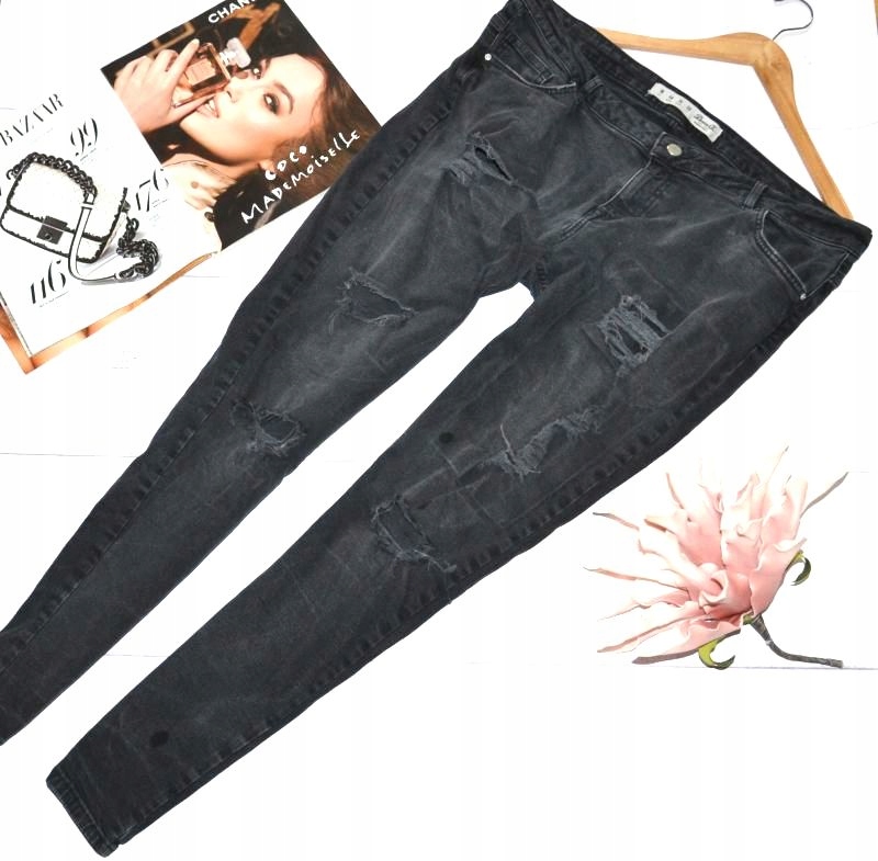 Atmosphere denim jeans RURKI czarne DZIURY r. 46