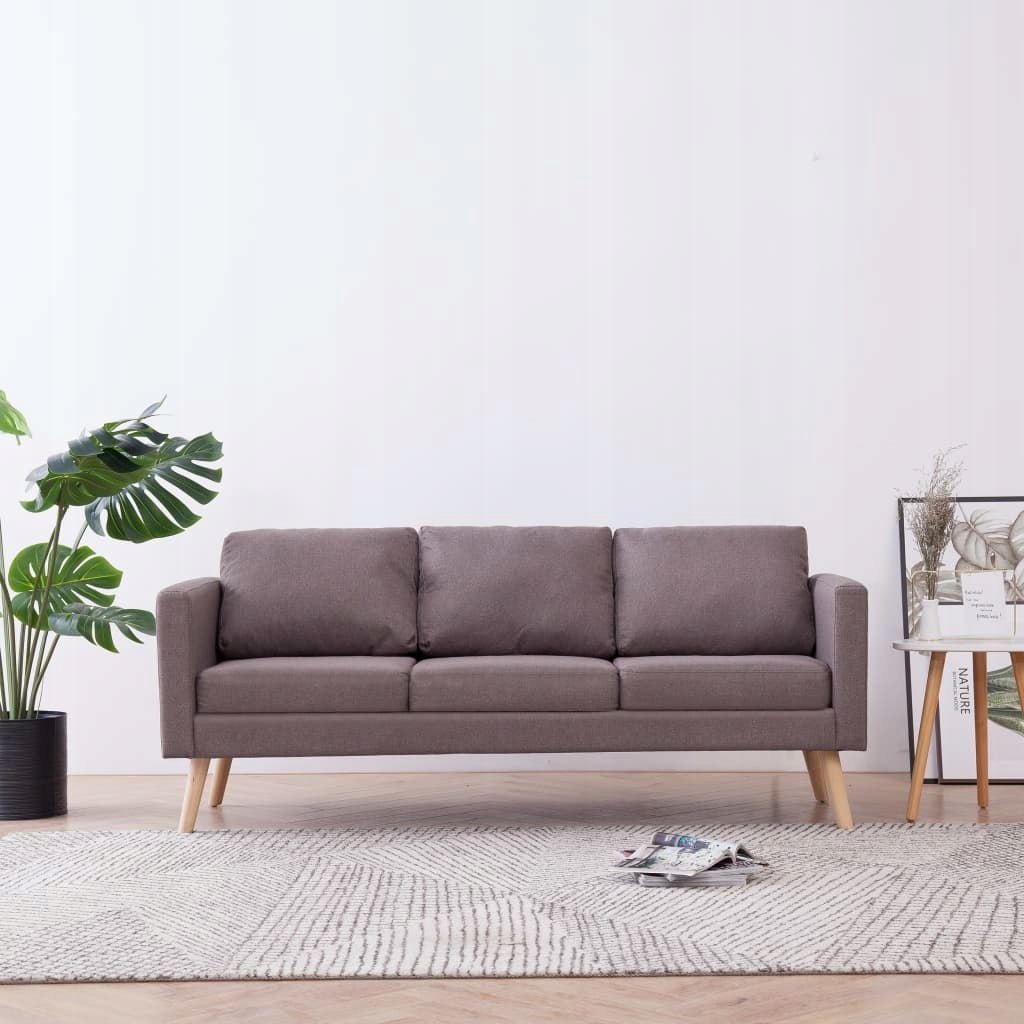 VidaXL Sofa 3-osobowa, tapicerowana tkaniną, taupe