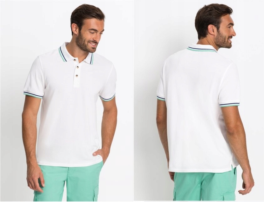 KK1007 BPC MODNY BIAŁY POLO SHIRT MĘSKI 48/50