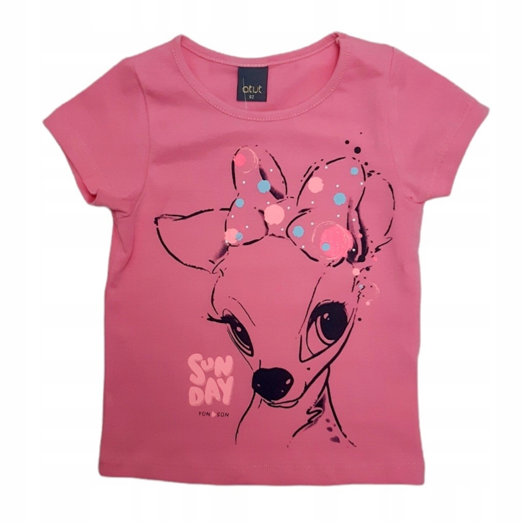 Koszulka bluzka T-Shirt BAMBI 122 (6-7 Lat) Różowy