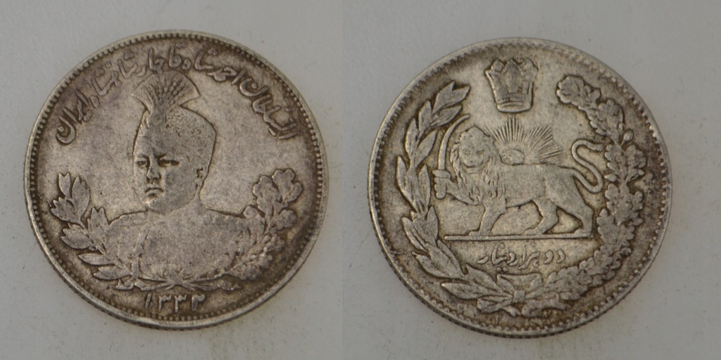 Iran - srebro 2000 Dinarów 1914 rok BCM