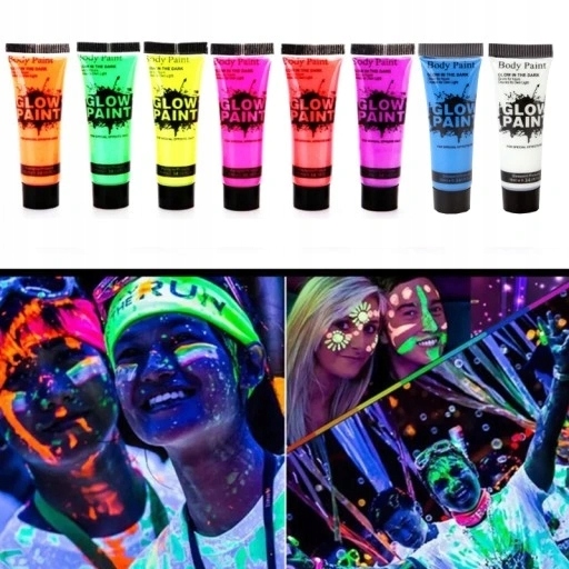 Farby do Malowania twarzy ciała neon UV 8x25ml GLO