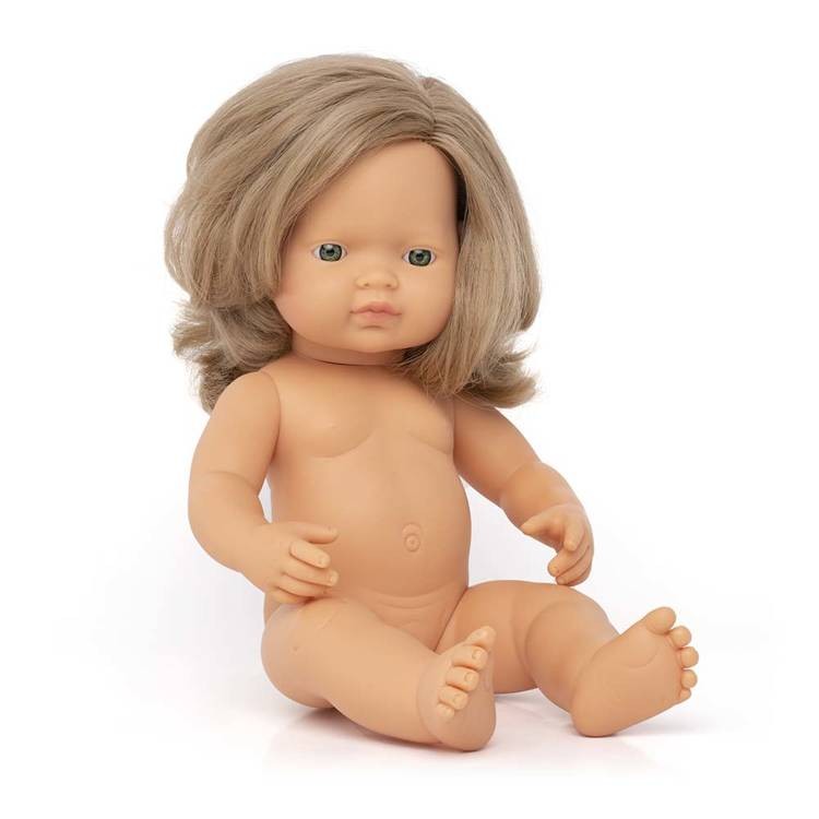 Lalka Europejka Ciemny Blond 38cm Miniland Doll