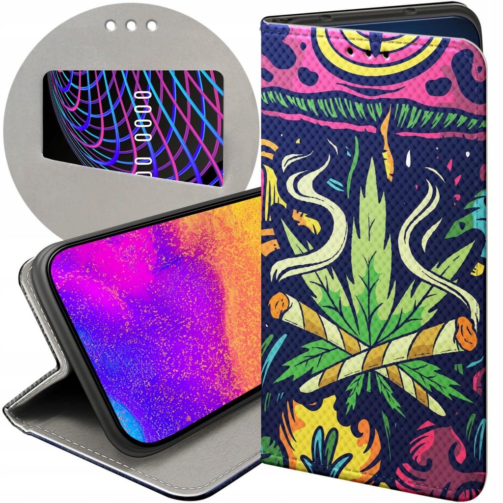 ETUI Z KLAPKĄ DO SAMSUNG GALAXY A33 5G WZORY GANJA MARIHUANA CANNABIS ZIOŁO