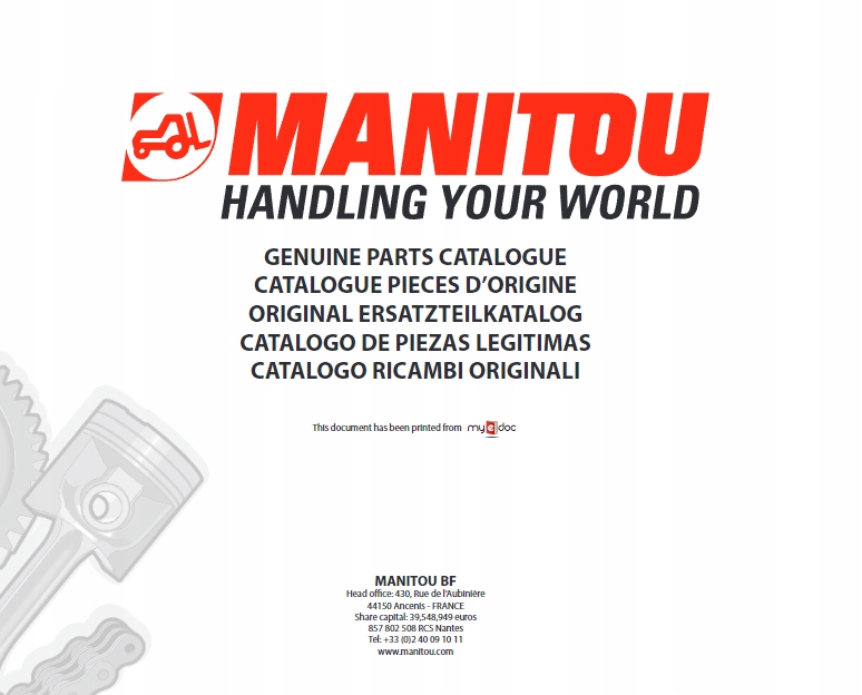 Manitou REPAIR MANUAL MLT 733 105 D ST4 S1,MLT 733 105 D ST4 S1 TRACT