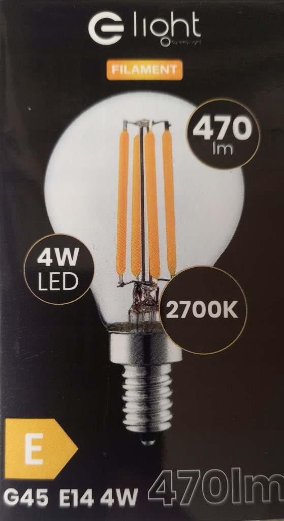 Żarówka filamentowa LED 4W E14 G45 Ø4,5cm 2700K
