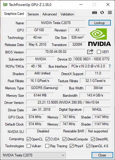 Купить NVIDIA Tesla C2070 6 ГБ 384 бит GDDR5: отзывы, фото, характеристики в интерне-магазине Aredi.ru