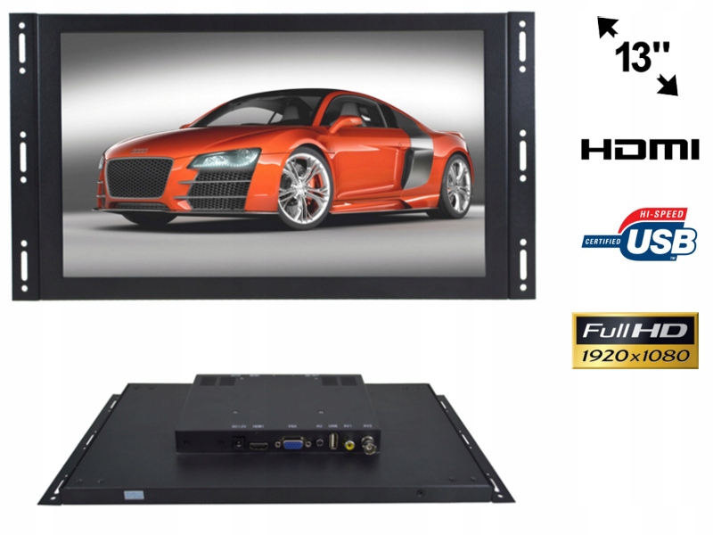 Monitor open frame ips led 13cali full hd vga hdmi