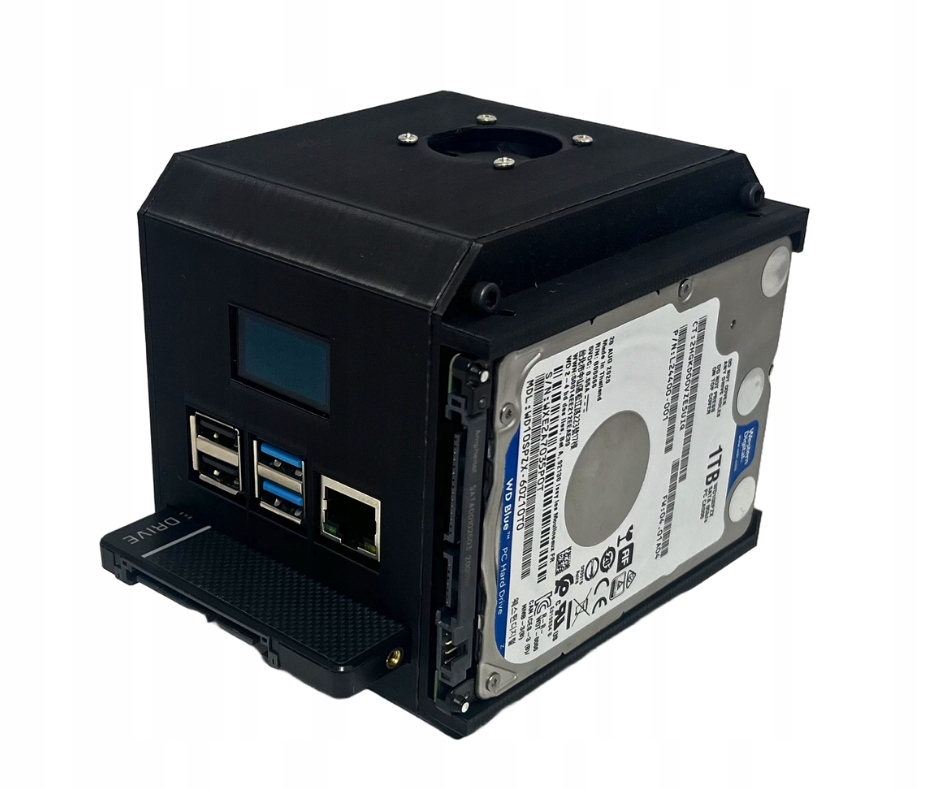 Obudowa miniTower serwera lub NAS do Raspberry Pi 4 na 2 SSD
