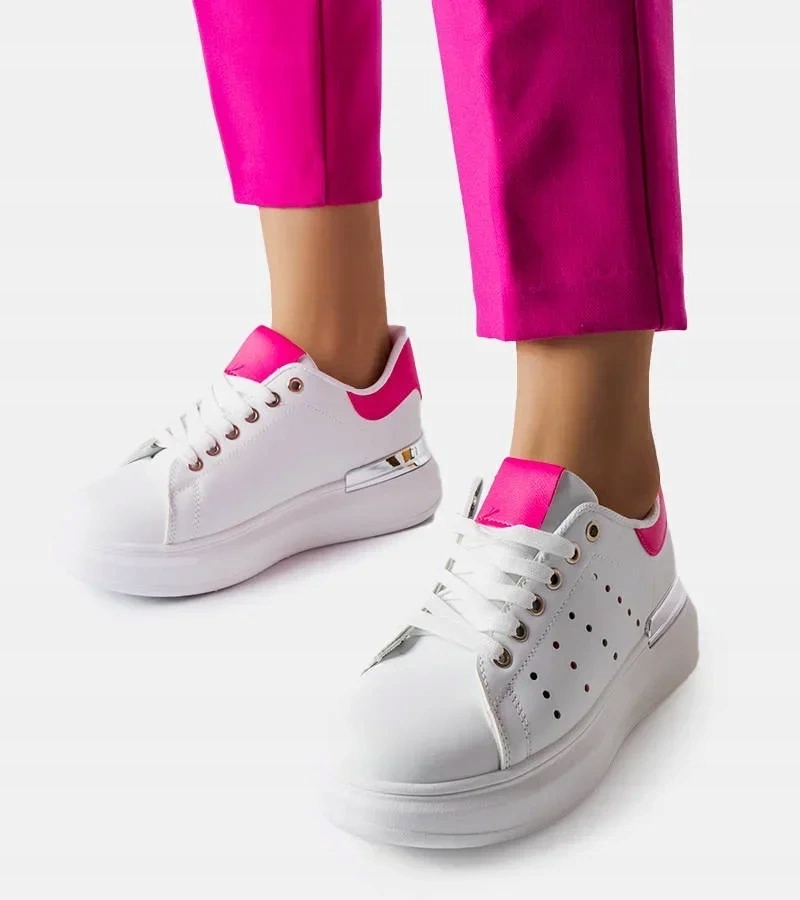 Białe sneakersy z kolorową perforacją Chalut rozmiar 36