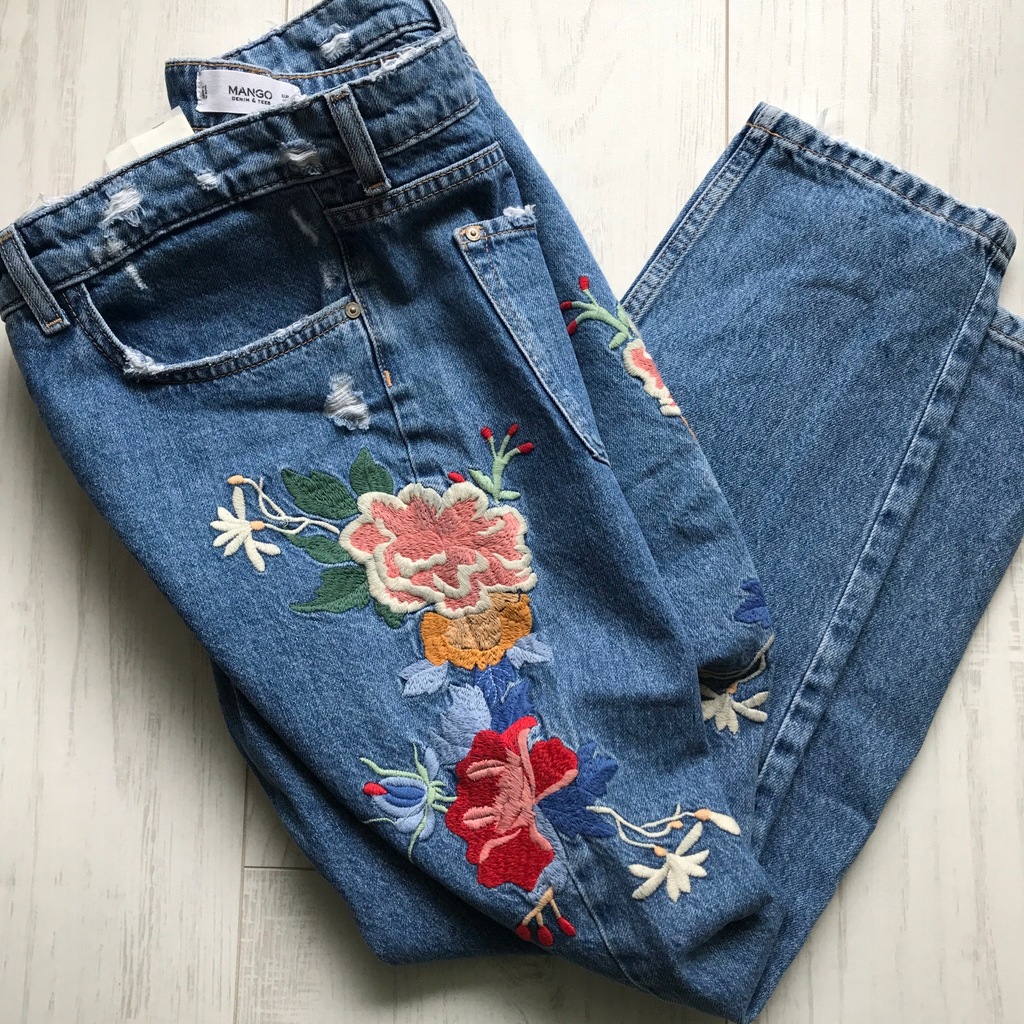 MANGO kobiece jeansy haft 42