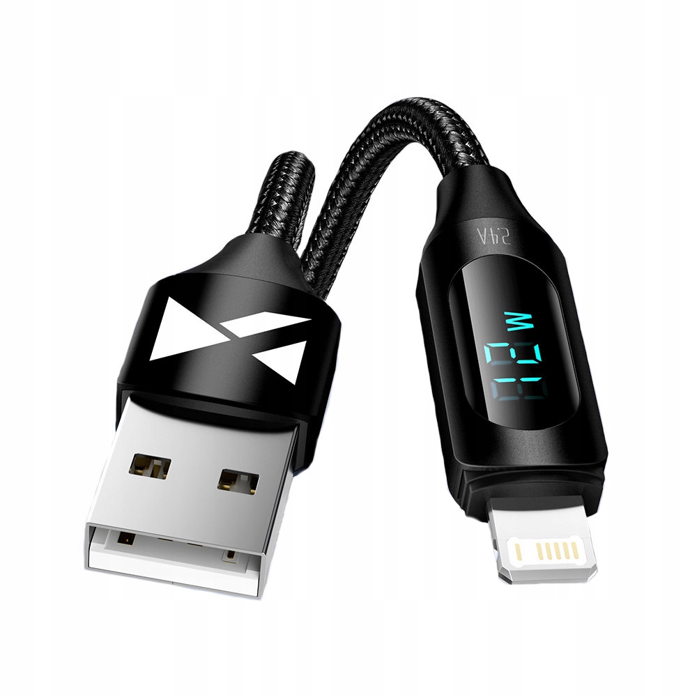 Kabel USB-A - Lightning Wozinsky WUALC2 z wyświetlaczem LED 2.4A 2m - czar