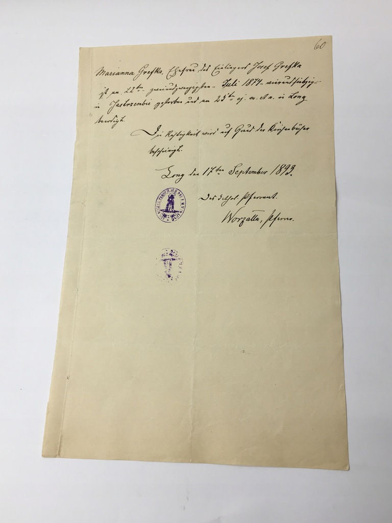 List pismo z pieczęcią tuszową 1893 r.