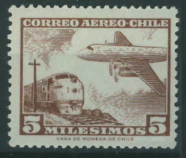 Chile 5 centimos - Samolot , Kolej