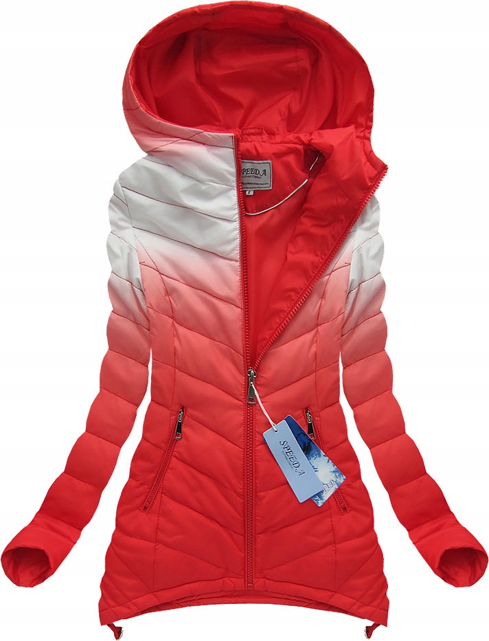 PIKOWANA KURTKA OMBRE W535 BIAŁO-CZERWONA S (36)