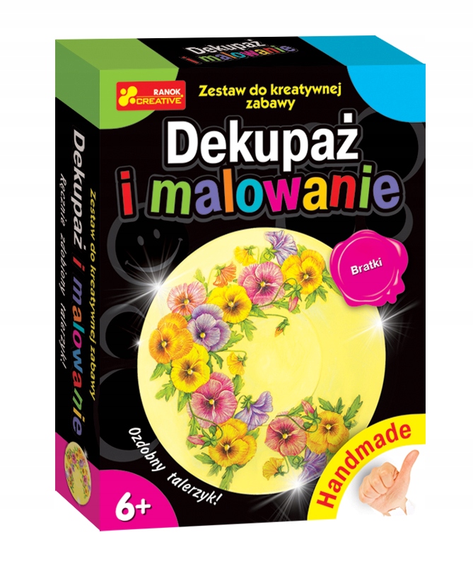 Dekupaż i malowanie Bratki