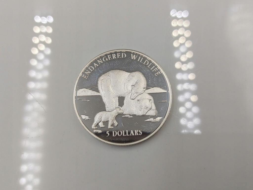 5 Dolarów Cooka 1996 Niedźwiedź 31,50g 925 AA95