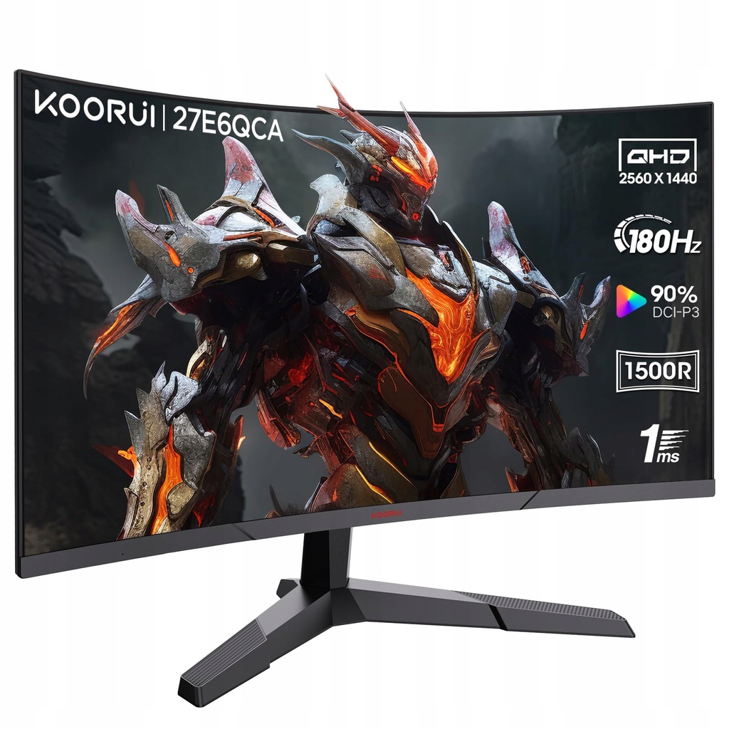 Monitor do gier KOORUI 27 cali, płaski ekran 1800