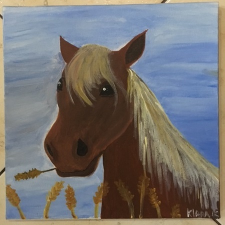 Obraz malowany przez dziecko - Głowa Konia