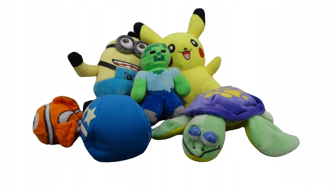 Zestaw 6 szt pluszaki Minionki Pokemon rybka Nemo Minecraft Disney maskotka