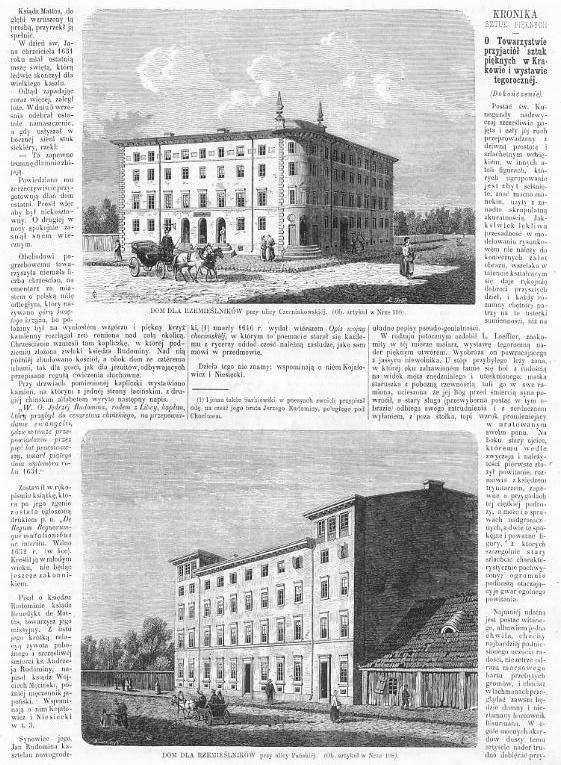 2 drzeworyty 1863 Warszawa. Domy dla rzemieślników