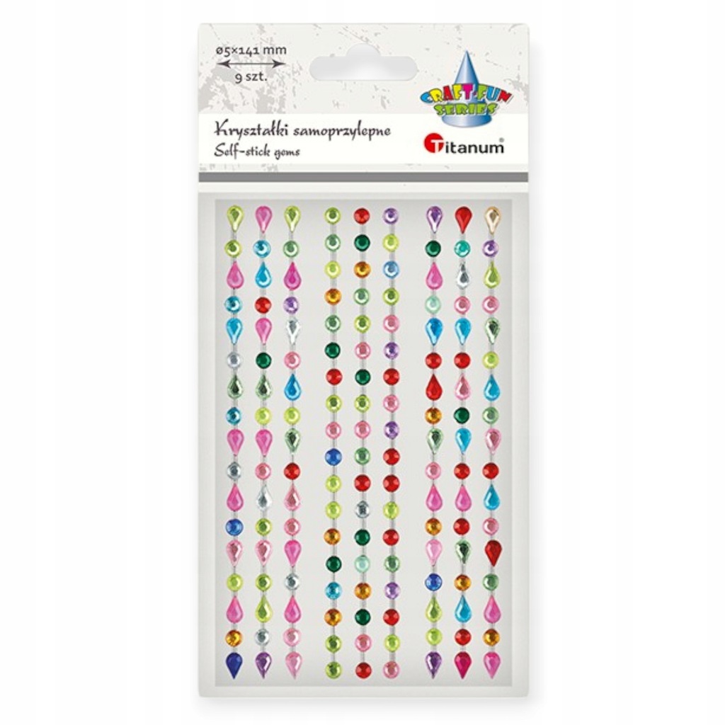 Perełki samoprzylepne 5mm paski, mix kolorów, 9 szt. do dekoracji DIY