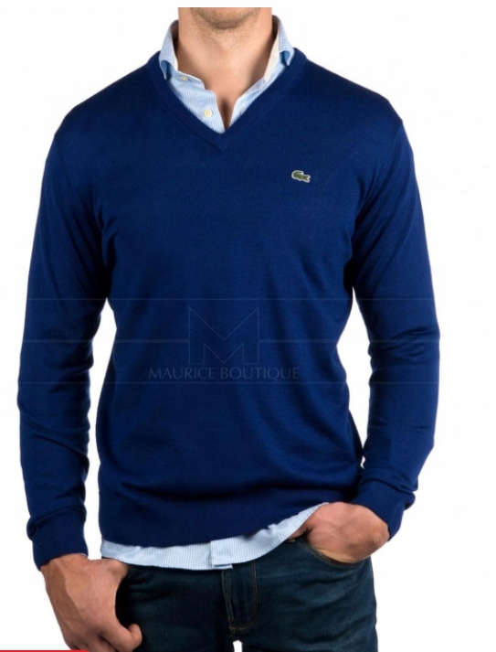 LACOSTE Sweter V-neck męski wełniany XXL/7