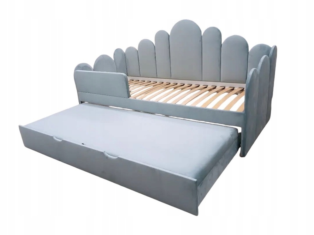 Łóżko dziecięce 90x200 - dwie f.spania i pojemnik - niebieski