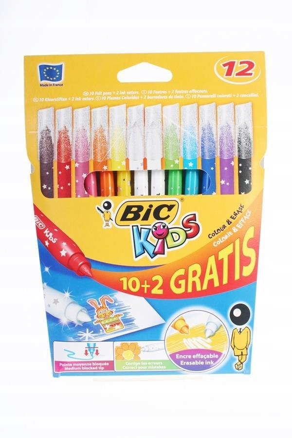 FLAMASTRY BIC KIDS COLOUR & ERASE PUDEŁKO 10 2