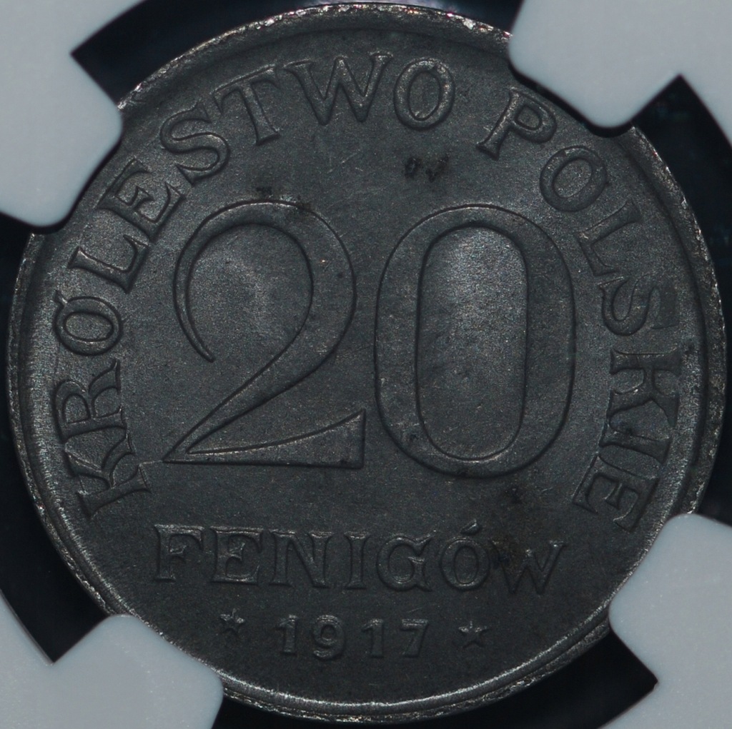 20 Fenigów 1917 Królestwo Polskie - MS 63 - NGC - druga MAX NOTA
