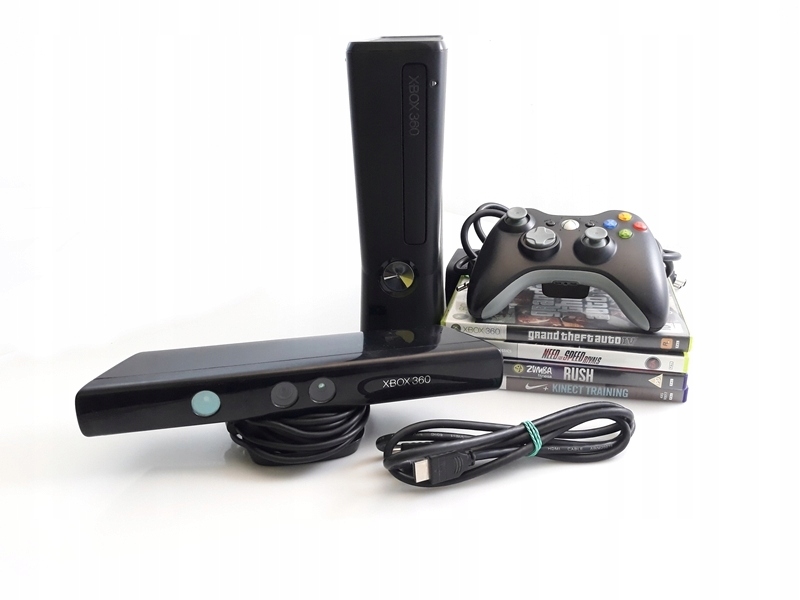 KONSOLA XBOX 360 320 GB + 4 GRY PAD KINECT