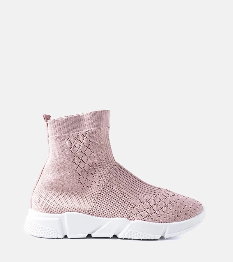 Różowe sneakersy ze skarpetkową cholewką Olot rozmiar 27