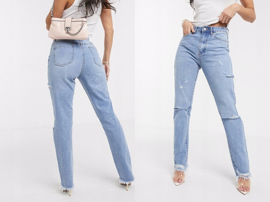 Missguided Niebieskie jeansy proste nogawki 40