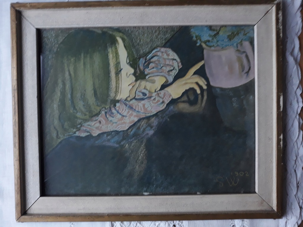 STANISŁAW WYSPIAŃSKI OBRAZ HELENKA Z WAZONEM STARY