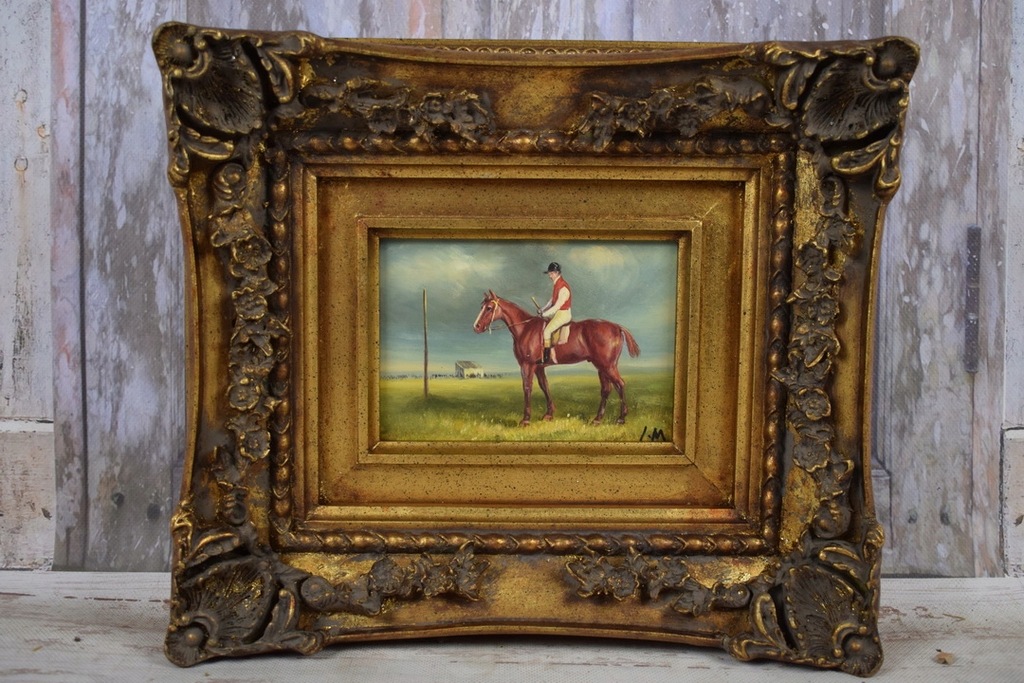 Dżokej na Polowaniu - Jeździec - Obraz Olejny - Piękna Rama