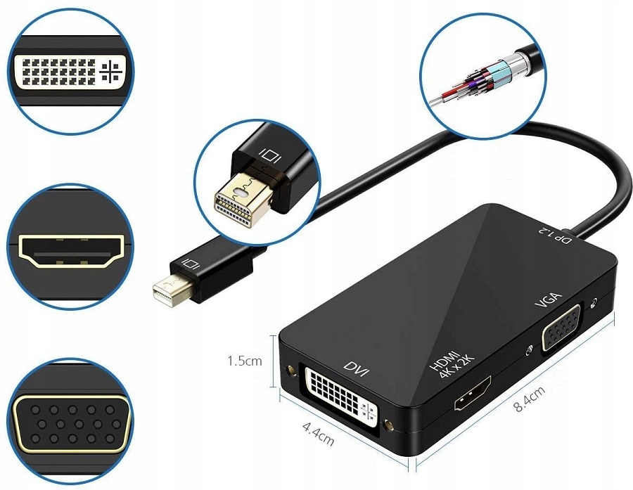 Купить Переходник с mini DisplayPort на HDMI 4K VGA DVI 3в1: отзывы, фото, характеристики в интерне-магазине Aredi.ru