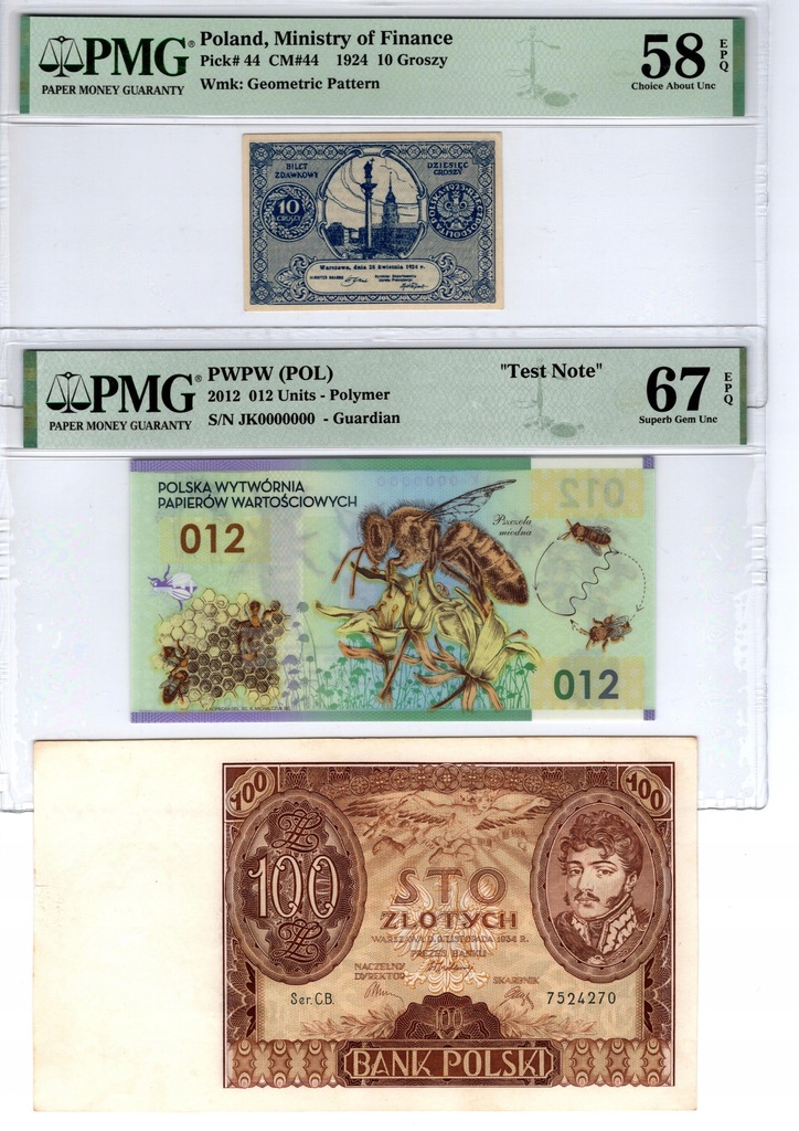10 groszy 1924 r. bilet zdawkowy PMG 58 EPQ plus Gratis