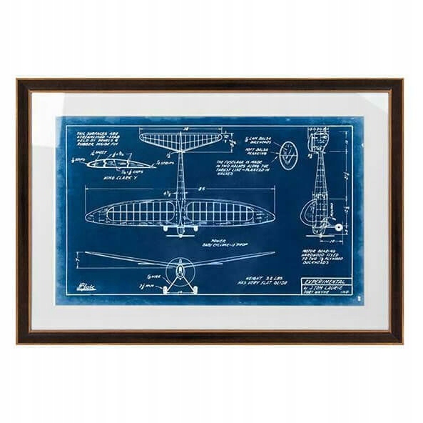 Prostokątny obraz MECHANICAL PLANE KH1501100260 King Home rysunek techniczn