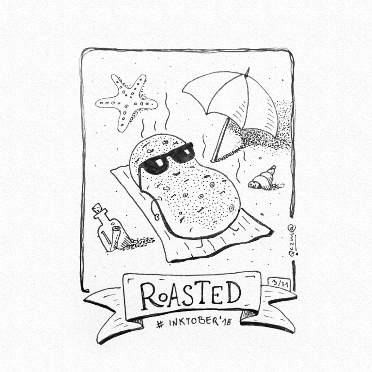 Roasted - Pieczony - Inktober 2018/03 - 10x15cm