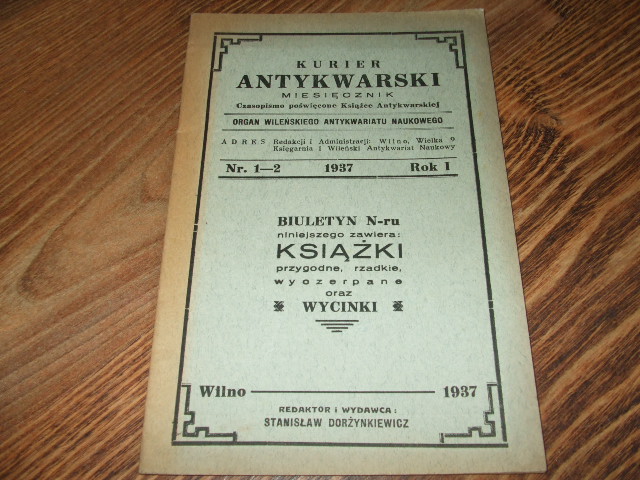 Kurier Antykwarski. Wilno. Nr 1-2/1937