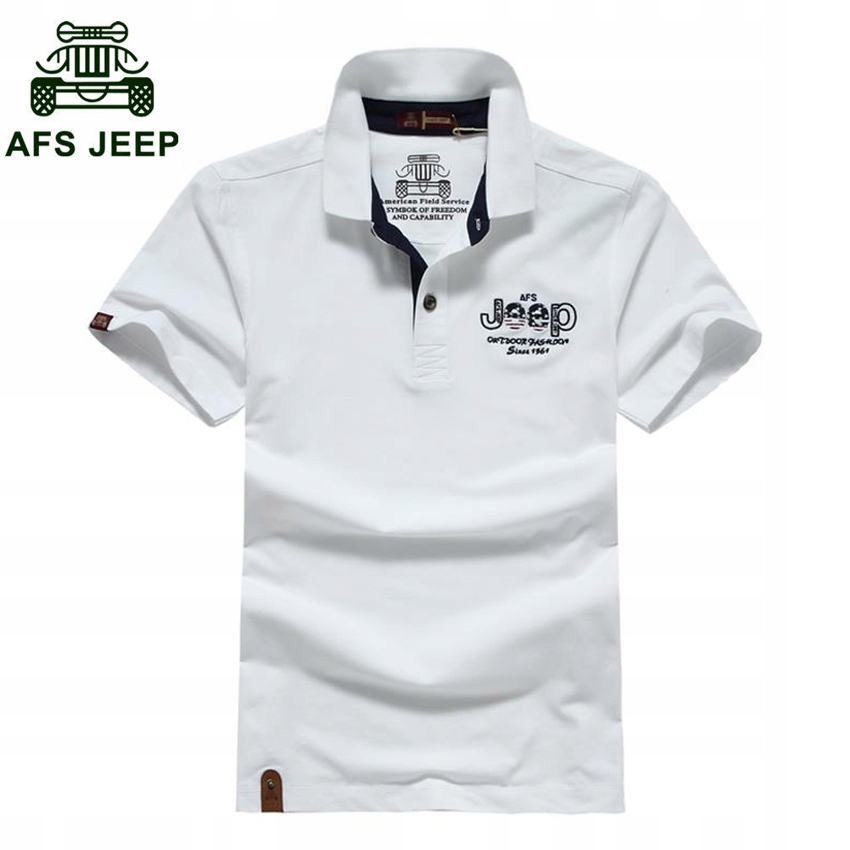 koszulka JEEP polo bawełna męska biała t-shirt M