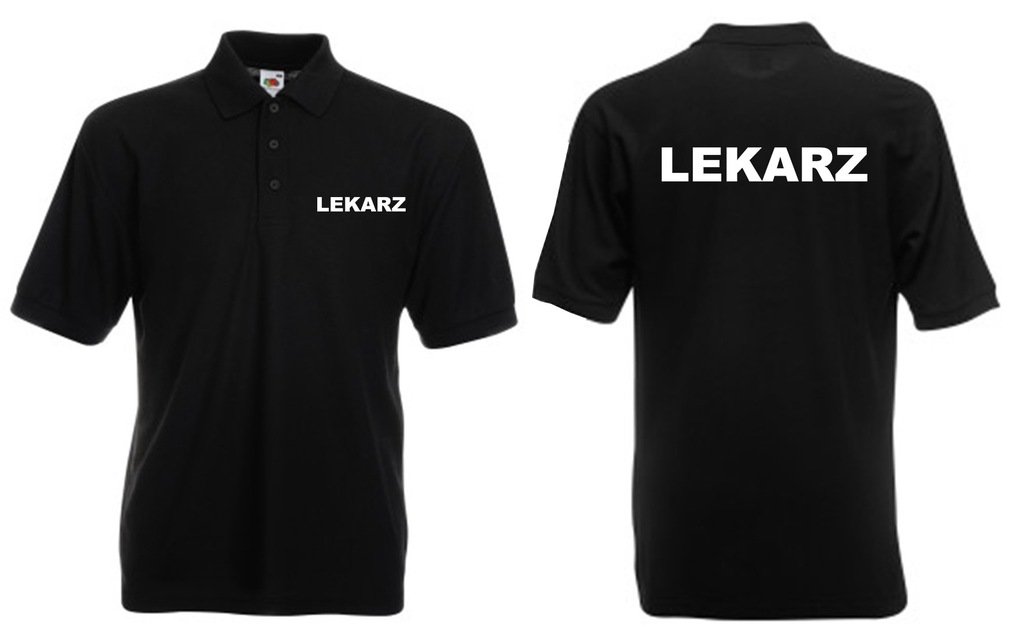 Koszulka LEKARZ medyczna męska polo czarna 3XL