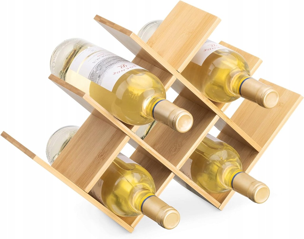 Stojak na Wino Organizer na Butelki 8 Przegródek Drewniany