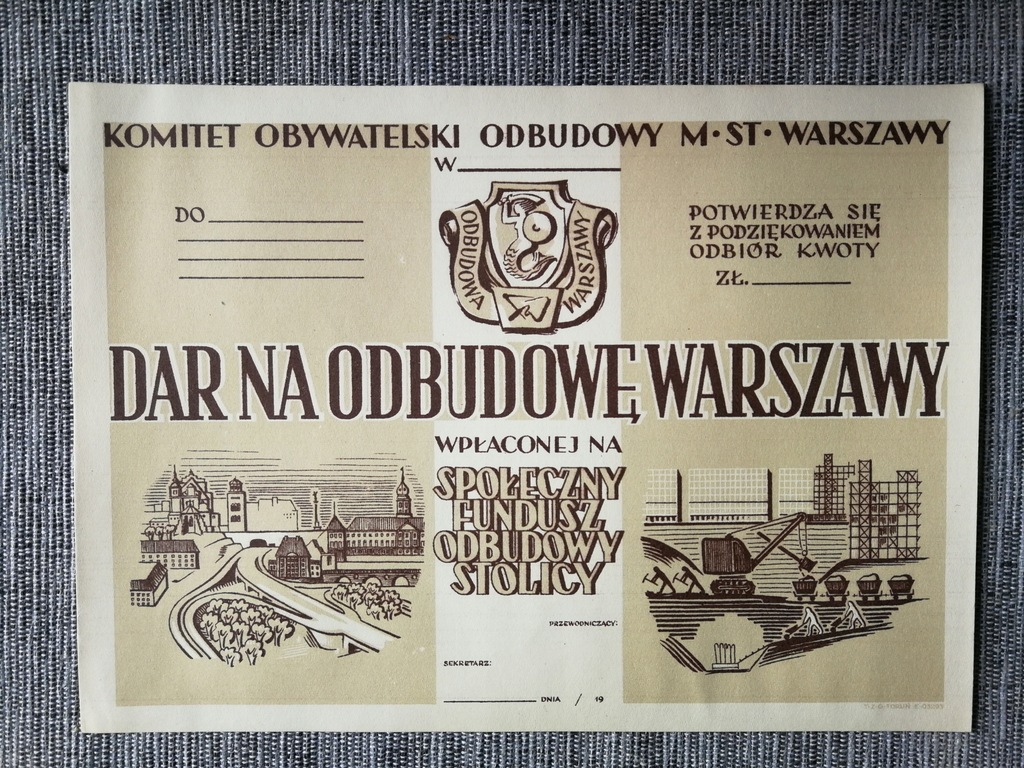 DAR NA ODBUDOWĘ WARSZAWY M.ST.WARSZAWY