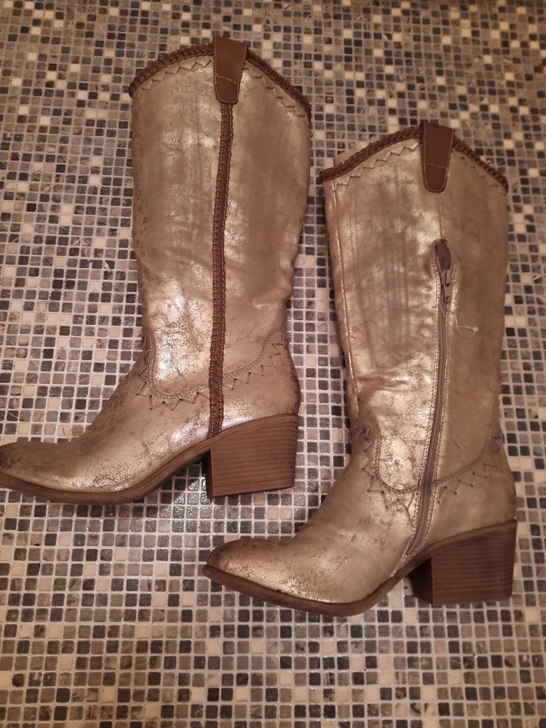 CatWalk*Cowboy** KOZAKI ** beige/złoty* nowe ** 40